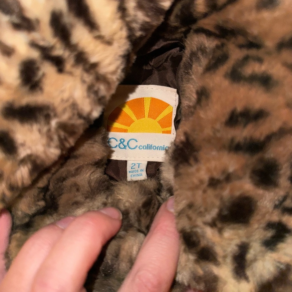 C&C California Kids Leopard Faux Fur Coat - Picture 2 of 2